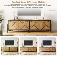 Geometric Wood TV Stand with Bold Geometric Doors, Modern Industrial Unit with Adjustable Shelves, 153L x 40W x 50H cm, Rustic Brown(m-4)