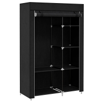HOMCOM Stoffen kast, opbergoplossing, 6 planken, 1 kledingstang, zwart