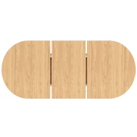 Extendable Dining Table with Vertically Grooved Legs, Space-Saving Dinner Table with Storage Compartment, 160L x 80W x 76H cm, Natural Wood(m-10)