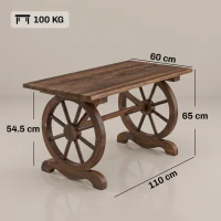 Outsunny Tavolo da Giardino Stile Country con Gambe a Ruota, in Legno di Abete Resistente alle Intemperie, 110x60x65 cm(m-3)