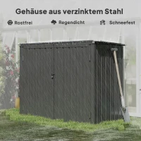 Outsunny Afvalcontainerbox voor 2 containers met slot en openklapbaar deksel - Donkergrijs(m-8)