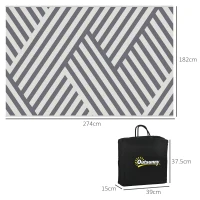 Outsunny Plastic Straw Reversible RV Outdoor Rug with Carry Bag, 182 x 274cm, Grey and Cream(m-3)