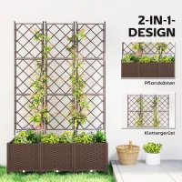 Outsunny Klimrek met plantenbak bloembak met zelfbewateringssysteem 120 x 40 x 192 cm bruin(m-4)