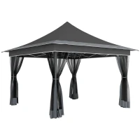 Outsunny Carpa Plegable 3,5x3,5x3 m con Mosquitera Altura Ajustable y Protección UPF50+ con Bolsa de Transporte Gris Oscuro(m-1)