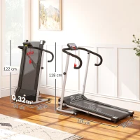 HOMCOM Cinta de Correr Plegable Cinta de Andar Eléctrica Velocidad de 1-10km/h con Pantalla LCD 125x61x118 cm Negro y Gris(m-3)