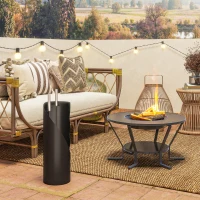 Outsunny 4 Pieces Fireplace Tools Set, Metal Fireplace Accessories Fireside Companion Set with Broom, Shovel, Poker and Bucket, Black(m-10)