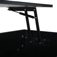 Lift-Top Coffee Table with App-Controlled RGB LED Lights, High-Gloss Center Table with Hidden Compartment, 100L x 45W x 43H cm, Black(m-10)