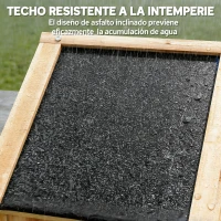Outsunny Armario de Exterior de Madera con Techo Inclinado Asfalto 4 Puertas y 2 Estantes Extraíbles 82x50x190 cm Natural(m-5)