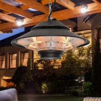 Outsunny 1500W Electric Patio Heater Aluminium Ceiling Mounted Heater with Infrared Remote Control for Indoor and Outdoor Use, Black(m-2)