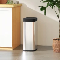 HOMCOM Coș de gunoi automat pentru bucătărie 50 L, coș cu senzor de mișcare, funcționează pe baterii, 26,5x35,5x68 cm, argintiu(m-5)