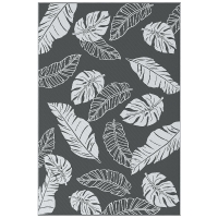 Outsunny Plastic Straw Reversible RV Outdoor Rug with Carry Bag, 182 x 274cm, Grey and White