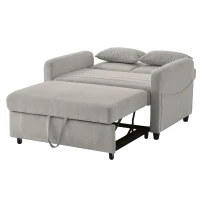 Two-Seater Pull-Out Sofa Bed with Three-Level Adjustable Backrest, Stylish Futon Couches with High-Density Foam, 112L x 169W x 59H cm, Light Gray(m-11)
