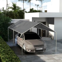 Outsunny Acoperiș pentru garaj 3 x 6m, Husă de schimb rezistentă la UV cu corzi elastice, Gri închis(m-10)