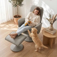 HOMCOM Sillón Relax Reclinable con Reposapiés Respaldo Alto Giratorio 360° Reposabrazos Beige Gris(m-9)