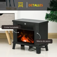 HOMCOM Chimenea decorativa con Efecto de Llama y Protección contra Sobrecalentamiento para Salas 13-18 m² 34x17x31 cm Negro(m-7)