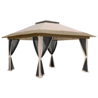 Outsunny 3.6 x 3.6m Pop-Up Gazebo, with Accessories - Beige(m-1)
