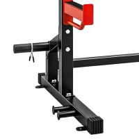 SPORTNOW Power Tower Multifonction Charge 500 kg, Barre de Traction, Rack de Squat, Supports pour Disques, 157x105x205cm, Rouge(m-7)