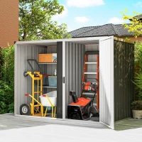 Outsunny Capanno da Giardino in Acciaio Zincato, Porta Bloccabile, 231 x 125 x 162 cm, Grigio(m-9)