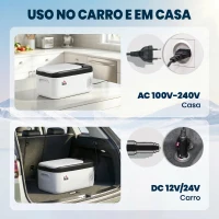 HOMCOM Geleira Elétrica de Compressor Portátil 15L para Carro -20℃ a 20℃ 12 / 24V CC e 100-240V CA 56,8x33x26,2 cm Branco(m-6)