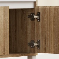 HOMCOM Móvel para Micro-ondas Aparador de Cozinha com Gaveta 2 Portas com Fecho Suave Carvalho(m-9)