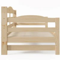 Stylish Cabin Bed with Pull-Out Trundle and Practical Storage, Natural Finish Wooden Bed Frame with MDF Slatted Base, 196L x 187W x 73H cm, Natural(m-13)