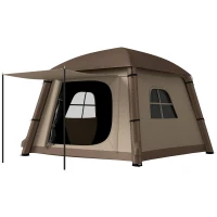 Outsunny Blow Up Tent w/ Hand Pump, Inflatable Camping Tent, Easy Setup 1/2 Person Waterproof Khaki(m-11)