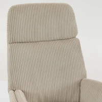 HOMCOM Fauteuil à Bascule, Rocking Chair en Velours Côtelé avec Dossier Haut et Accoudoirs, Pieds en Bois d'hévéa, Beige(m-12)