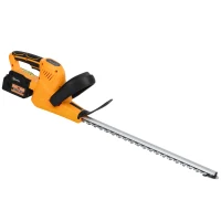 Outsunny 20" Cordless Hedge Trimmer, 18V Electric Hedge Cutter with 51cm Dual Action Blade, 2 x 4000mAh Batteries and Brushless Motor for Garden Branches, Shrubs, Twigs, Orange(m-1)