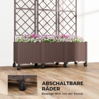 Outsunny Klimrek met plantenbak bloembak met zelfbewateringssysteem 120 x 40 x 192 cm bruin(m-6)
