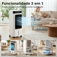 HOMCOM Arrefecedor de ar portátil 3 em 1 resfriador humidificador e ventilador, 3 velocidades 3 modos, branco(m-4)