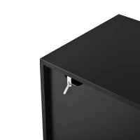 Modern 180cm TV Stand with Diagonal Fluted Doors, Industrial-Style Lowboard for up to 80-Inch TVs, 180L x 40W x 50H cm, Black+Wood(m-12)