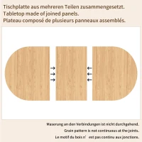 Extendable Dining Table with Vertically Grooved Legs, Space-Saving Dinner Table with Storage Compartment, 160L x 80W x 76H cm, Natural Wood(m-7)