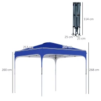 Outsunny Gazebo Pieghevole 2.5x2.5 m con Altezza Regolabile, Sacchetti di Sabbia e Borsa con Ruote, Blu(m-3)