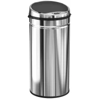 HOMCOM Poubelle à capteur de mouvement ouverture automatique 1 bac de 42 L en acier inoxydable noir et argent(m-1)