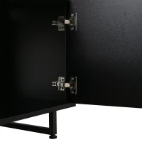 Modern 180cm TV Stand with Diagonal Fluted Doors, Industrial-Style Lowboard for up to 80-Inch TVs, 180L x 40W x 50H cm, Black+Wood(m-10)