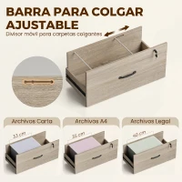 HOMCOM Mueble Archivador con Estantería 2 Cajones Encimera para Impresora Cerradura para A4 Letter Legal Roble(m-5)