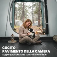 Outsunny Tenda da Campeggio 3 Posti Impermeabile a Tunnel con Borsa di Trasporto, 460x260x190 cm, Verde(m-6)