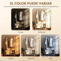 HOMCOM Perchero 3 en 1 Perchero con Estante para Zapatos Barras Superior y Laterales Estructura de Metal Natural y Gris(m-6)