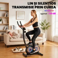 SPORTNOW Bicicletă Fitness cu 8 Niveluri de Rezistență Magnetică, Bicicletă cu Bluetooth, Șa Reglabilă, Ecran LCD, Senzor Puls, Suport Telefon, Bicicletă de Antrenament pentru Acasă(m-6)