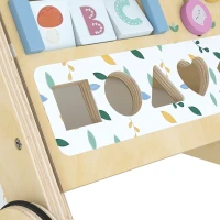 AIYAPLAY Trotteur Bebe en Bois, Chariot de Marche Bébé avec Centre d'Activités, Vitesse Réglable et 5 Blocs, dès 18 Mois, Naturel(m-13)
