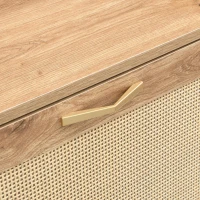 Modern Shoe Cabinet with Space-Saving 4-Door Design, Sturdy Storage Cabinet with Metal Frame and Top Shelf, 108.5L x 24W x 100H cm, Natural(m-7)