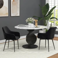HOMCOM Set 2 Sedie per Sala da Pranzo Moderne con Braccioli, Seduta Imbottita e Gambe in Acciaio, 54x57x80cm, Nero(m-10)