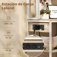 HOMCOM Estantería de Cocina Soporte de Microondas con Estantes y 6 Ganchos para Espacios Reducidos 80x40x181 cm Roble(m-5)