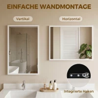 HOMCOM Wandspiegel, 50 x 70 cm, frame in houtlook, eenvoudige montage, incl. schroeven(m-5)