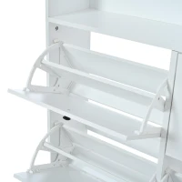 Coat Rack and Shoe Storage Cabinet with Shoe Cubbies, Space-Saving Hallway Storage Unit with Hinged Doors, 120L x 24W x 200H cm, White(m-8)