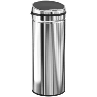 HOMCOM Coș cu senzor de mișcare deschidere automată 50 L en acier inoxydable noir et argent(m-1)