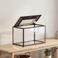 PawHut Cușcă pentru hamster din acrilic și metal cu bază adâncă, capac rabatabil, ventilații laterale, 80x45x50,5cm, negru(m-3)