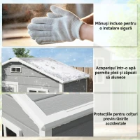 Outsunny Magazie de Grădină, Magazie din Plastic cu Podea, Fereastră, Ușă cu Blocare și Grile de Ventilație, Gri(m-9)