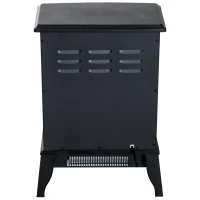 HOMCOM Chimenea Eléctrica 1000W/2000W Efecto de Llama Temperatura Ajustable y Protección Sobrecalentamiento para 15-30 ㎡ Negro(m-8)