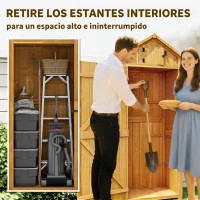 Outsunny Cobertizo para Almacenaje de Herramientas 77x54,2x179 cm 0,3 m² Armario de Jardín de Madera con 3 Estantes y 2 Puertas(m-5)